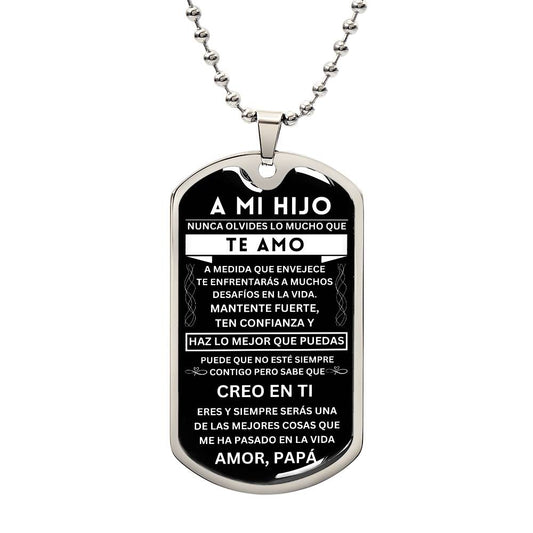 A Mi Hijo - Mi Esperanza - Collar de Placa (Estilo Militar)