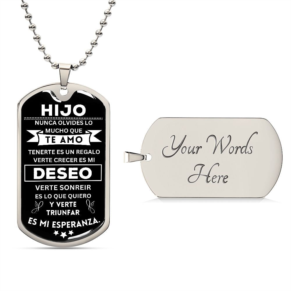 A Mi Hijo - Mi Esperanza - Collar de Placa (Estilo Militar)