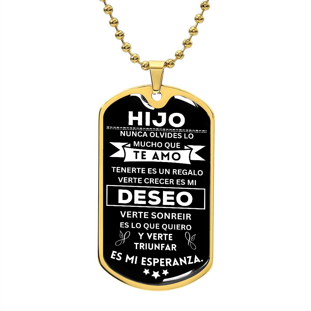 A Mi Hijo - Mi Esperanza - Collar de Placa (Estilo Militar)