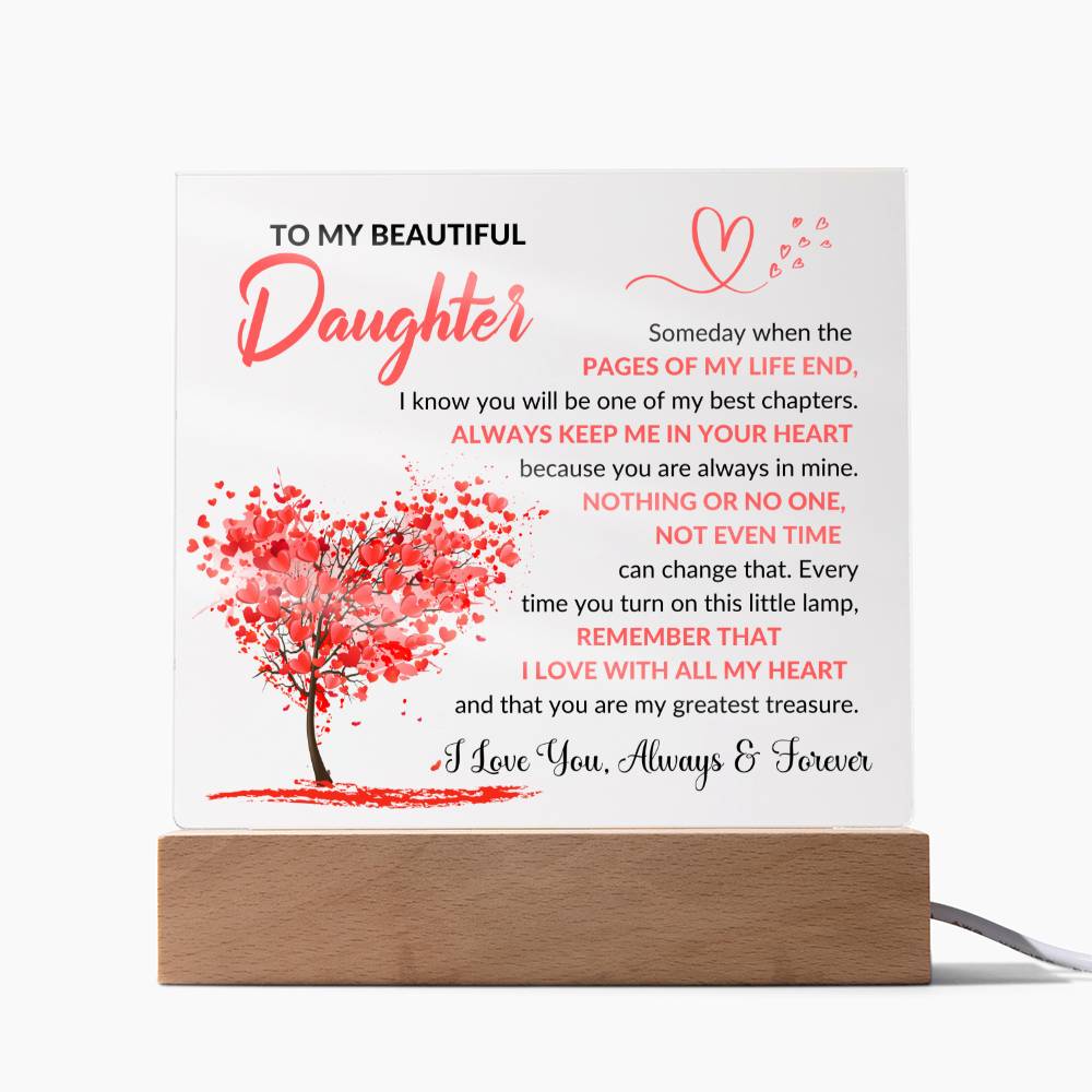 Daughter - Acrylic Lamp with Message of Love