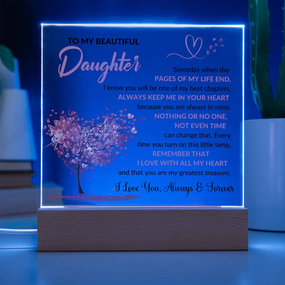 Daughter - Acrylic Lamp with Message of Love