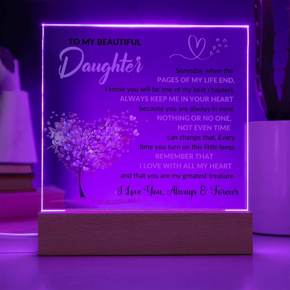 Daughter - Acrylic Lamp with Message of Love