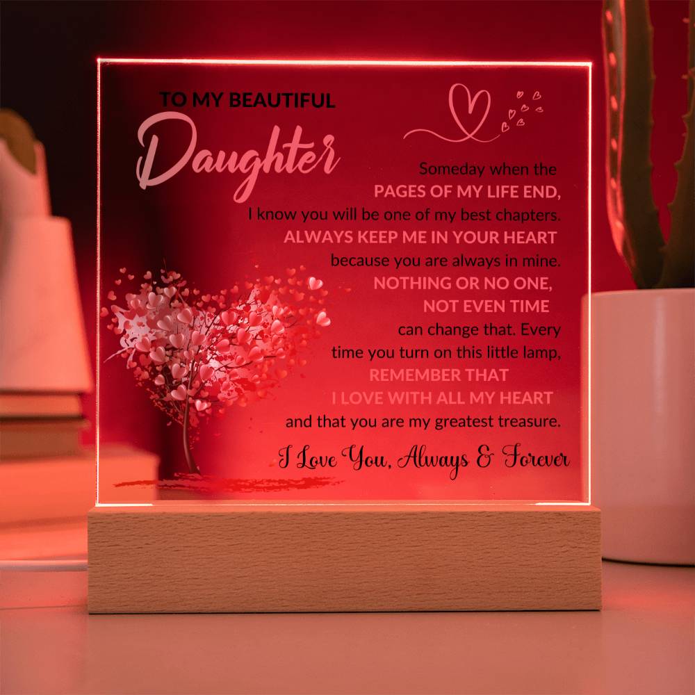 Daughter - Acrylic Lamp with Message of Love